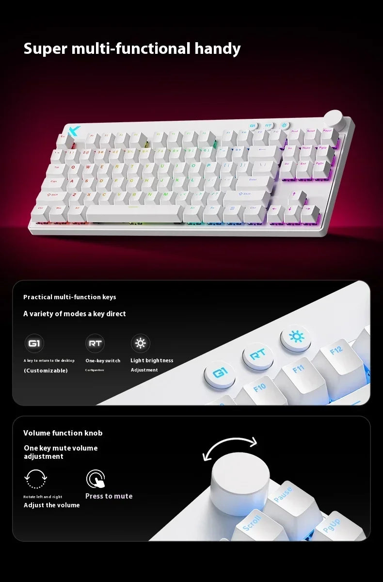 MCHOSE MIX87 Magnetic Switch Gaming Keyboards 8K 0.001mmRT RGB Light Custom Wired Mechanical Keyboard PC E-Sports Accessory Gift