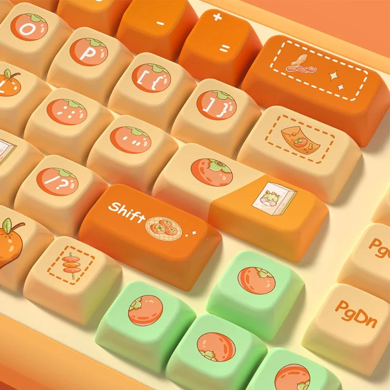 138/158key orange themed keycaps MDA profile Pbt thermal sublimation original cute keycaps mechanical game keyboard key cap gift