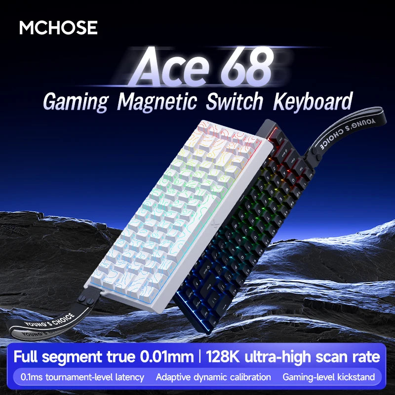 MCHOSE ACE68 Magnetic Keyboard Wired Mechanical ACE60 Pro for Gaming 0.01mm RapidTrigg 8000Hz SOCD/Rs 0.125ms 128K Sampling Rate
