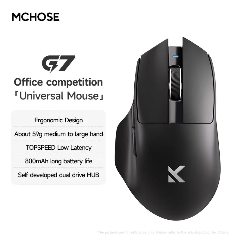 MCHOSE G7 Wireless Mouse.Low-Power Ergonomic Design Lightweight Gaming Mouse with Three Mode Connection High Performance