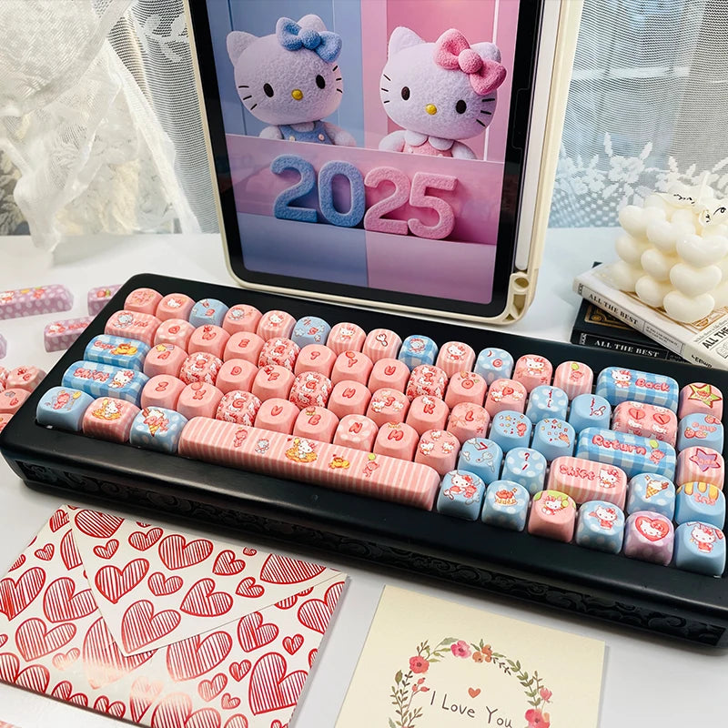 130+ Keys MOA Profile KT Cat PBT Keycaps Customs 5 Side Dye Sub Key caps for Cherry Gateron MX Switches Mechanical Keyboards