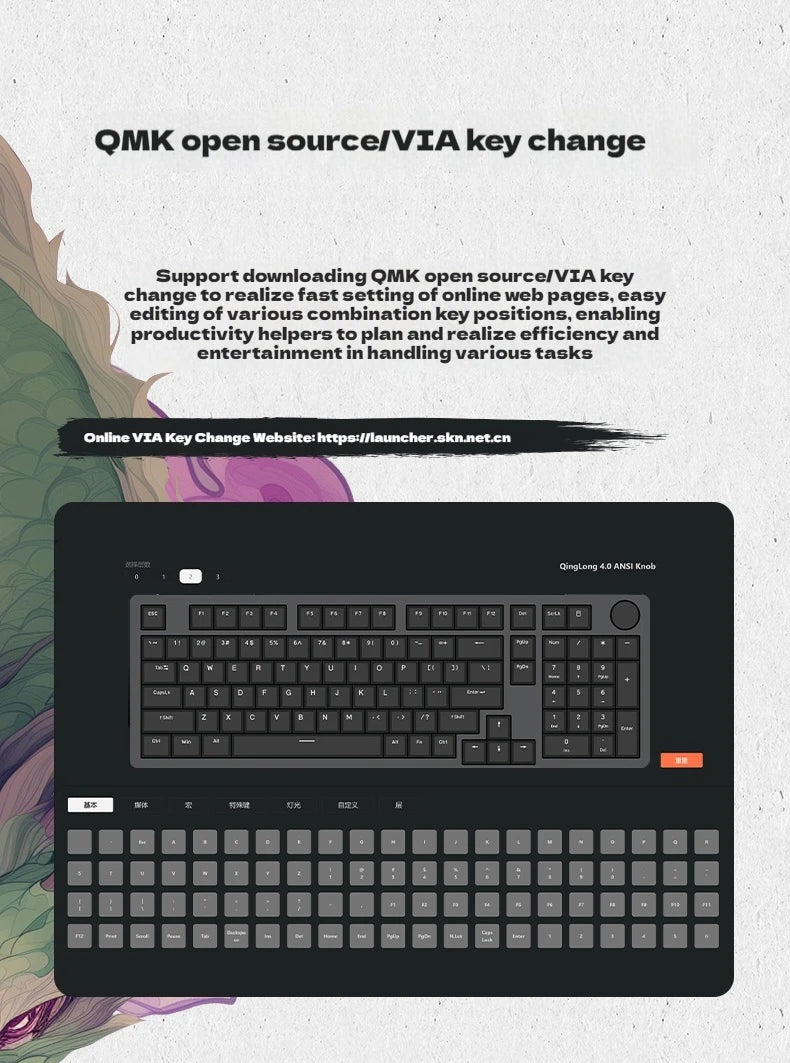 SKN Qinglong Mechanical Keyboard Three-Mode Connection Gasket Structure Hot Plug Low Latency Gaming Keyboard Work Effortlessly