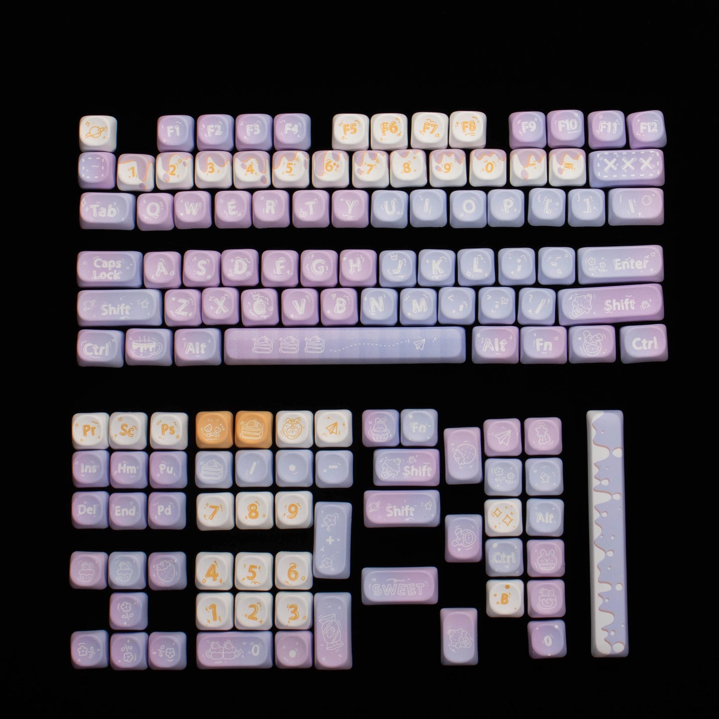 130+ Keys MOA Profile KT Cat PBT Keycaps Customs 5 Side Dye Sub Key caps for Cherry Gateron MX Switches Mechanical Keyboards