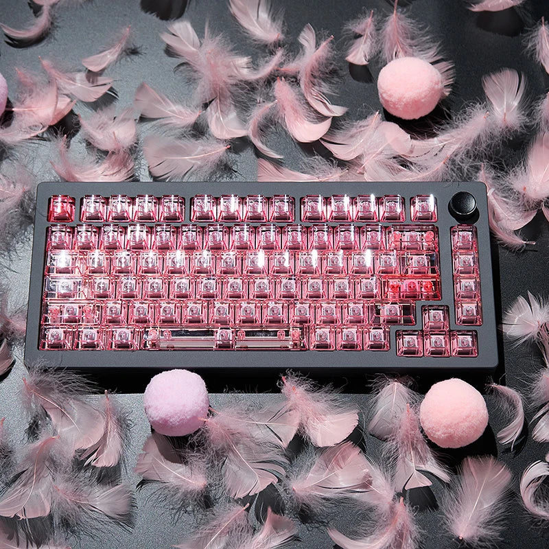 Purple Crystal Clear Keycaps Set 156 keys Cherry Profile Transparent Keycaps UV pad print For Mx Switches Mechanical Keyboard