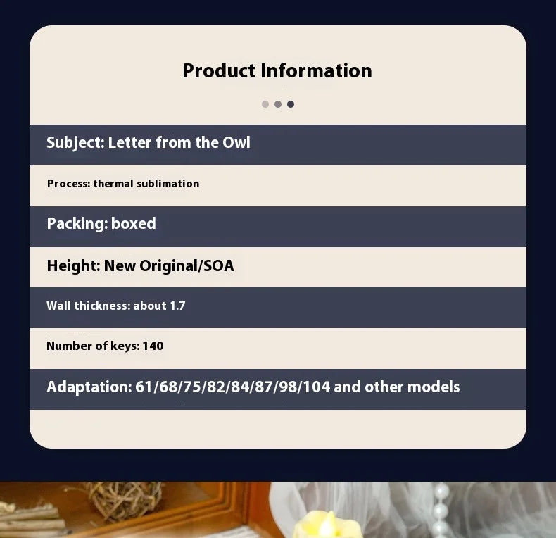 The Owl'S Letter Keycap 140keys Moa Cute Cartoon Sublimation Personalized Diy Customized Keycaps 6u For Mechanical Keyboard
