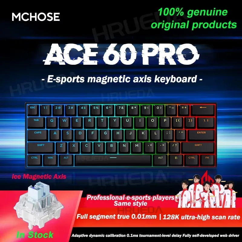 MCHOSE ACE68 Magnetic Keyboard Wired Mechanical ACE60 Pro for Gaming 0.01mm RapidTrigg 8000Hz SOCD/Rs 0.125ms 128K Sampling Rate