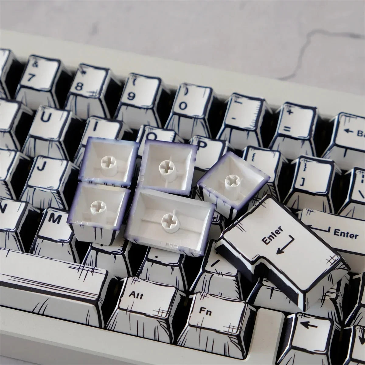 151 Keys Comic Theme Keycap Alice Set PBT Manga Style Keyboard Cap Cherry Profile Gaming KeyCap for Mechanical Keyboard 1.5u Alt