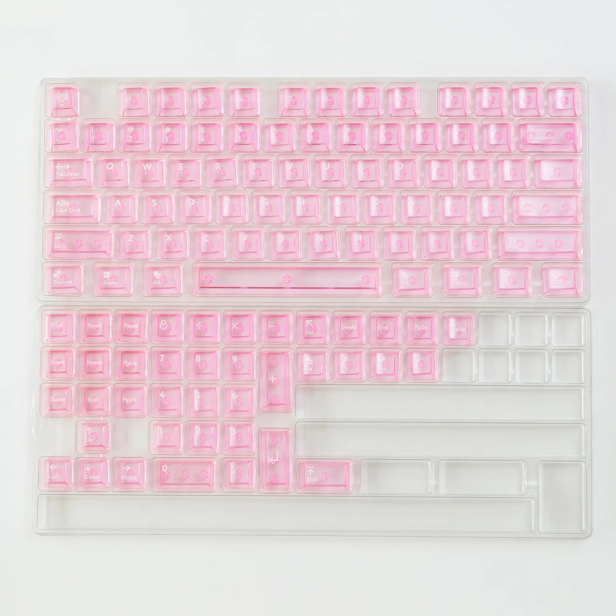 Purple Crystal Clear Keycaps Set 156 keys Cherry Profile Transparent Keycaps UV pad print For Mx Switches Mechanical Keyboard