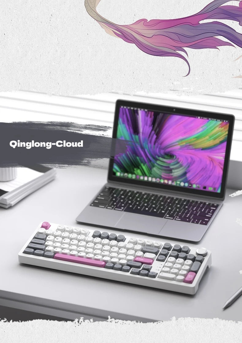 SKN Qinglong Mechanical Keyboard Three-Mode Connection Gasket Structure Hot Plug Low Latency Gaming Keyboard Work Effortlessly