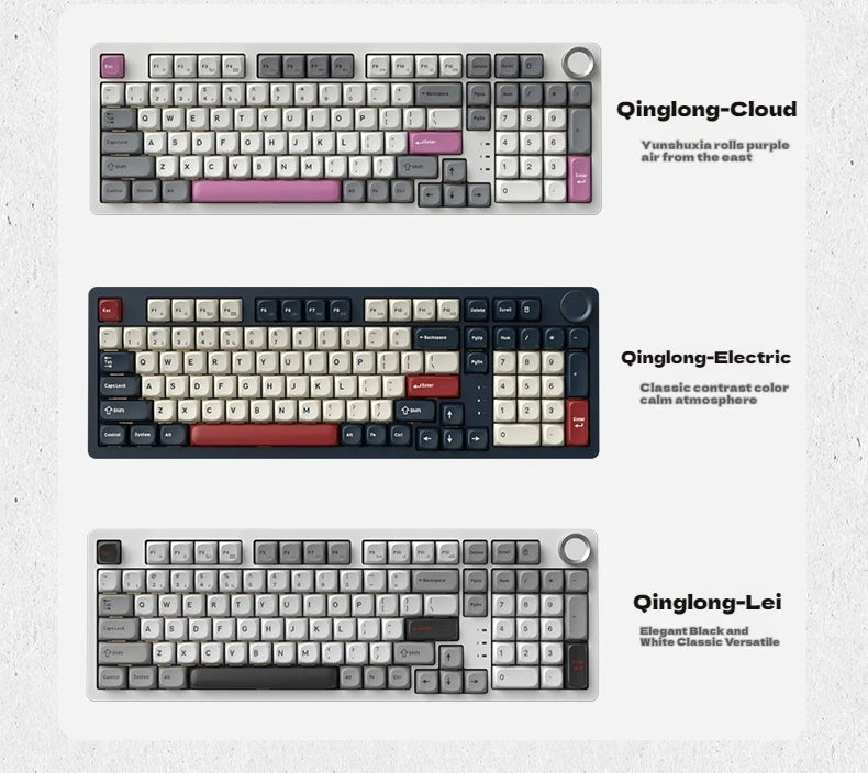 SKN Qinglong Mechanical Keyboard Three-Mode Connection Gasket Structure Hot Plug Low Latency Gaming Keyboard Work Effortlessly