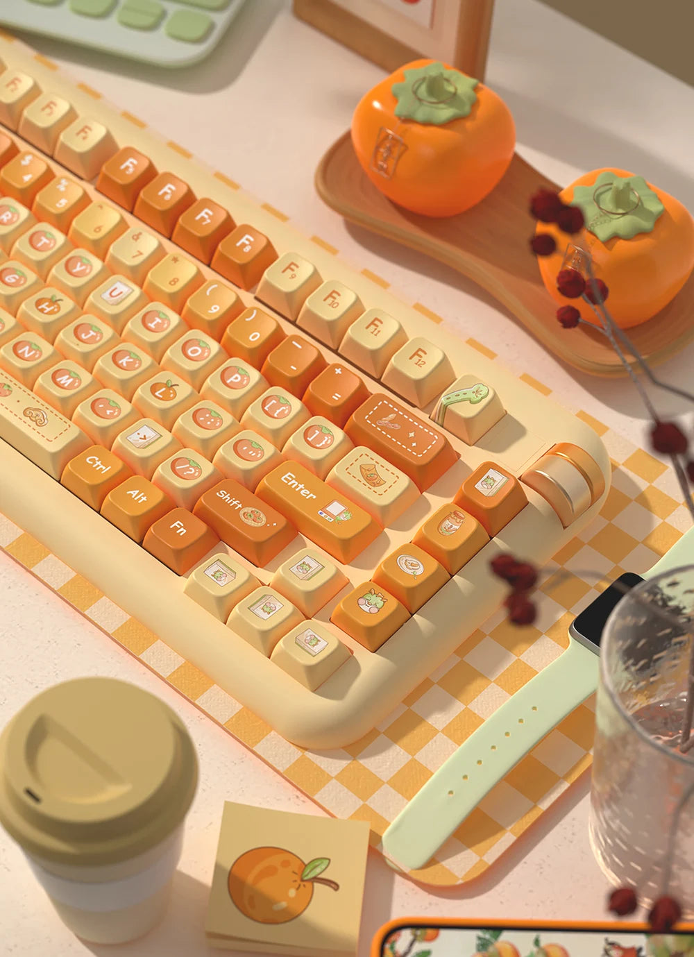 138/158key orange themed keycaps MDA profile Pbt thermal sublimation original cute keycaps mechanical game keyboard key cap gift