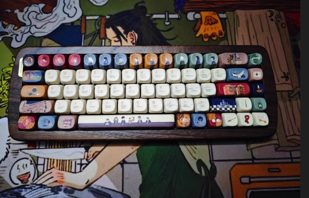 The Owl'S Letter Keycap 140keys Moa Cute Cartoon Sublimation Personalized Diy Customized Keycaps 6u For Mechanical Keyboard
