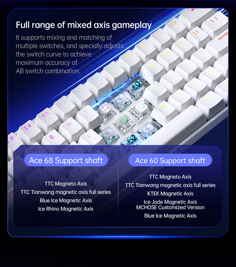 MCHOSE ACE68 Magnetic Keyboard Wired Mechanical ACE60 Pro for Gaming 0.01mm RapidTrigg 8000Hz SOCD/Rs 0.125ms 128K Sampling Rate