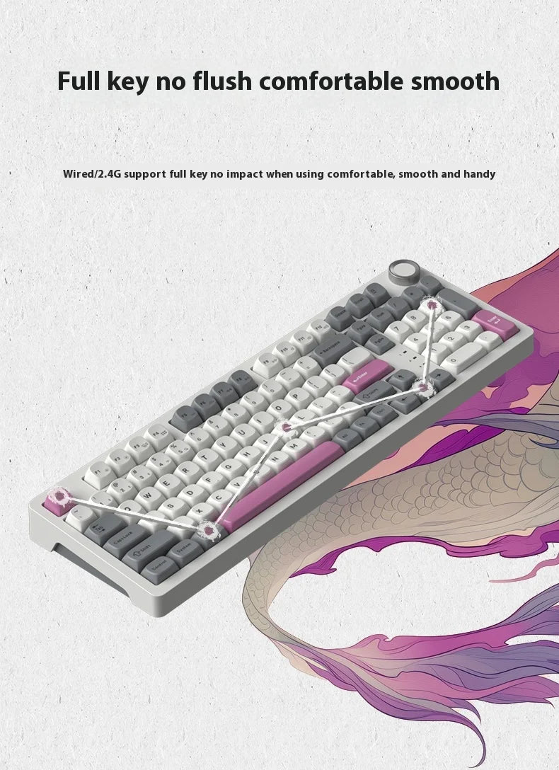 SKN Qinglong Mechanical Keyboard Three-Mode Connection Gasket Structure Hot Plug Low Latency Gaming Keyboard Work Effortlessly