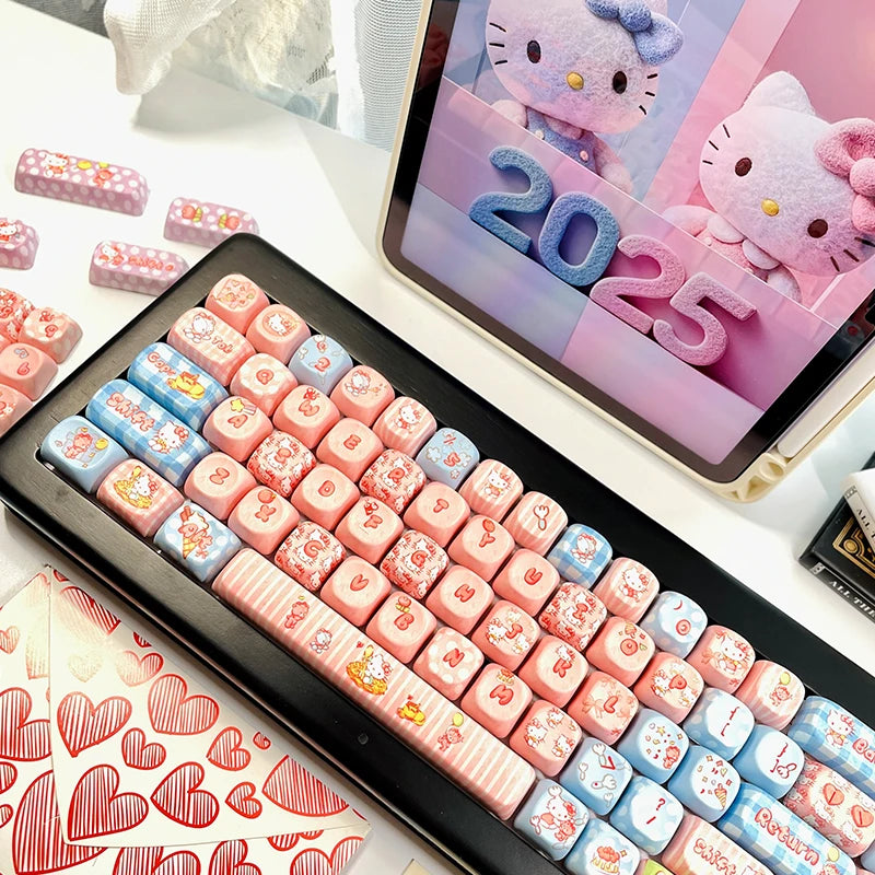 130+ Keys MOA Profile KT Cat PBT Keycaps Customs 5 Side Dye Sub Key caps for Cherry Gateron MX Switches Mechanical Keyboards