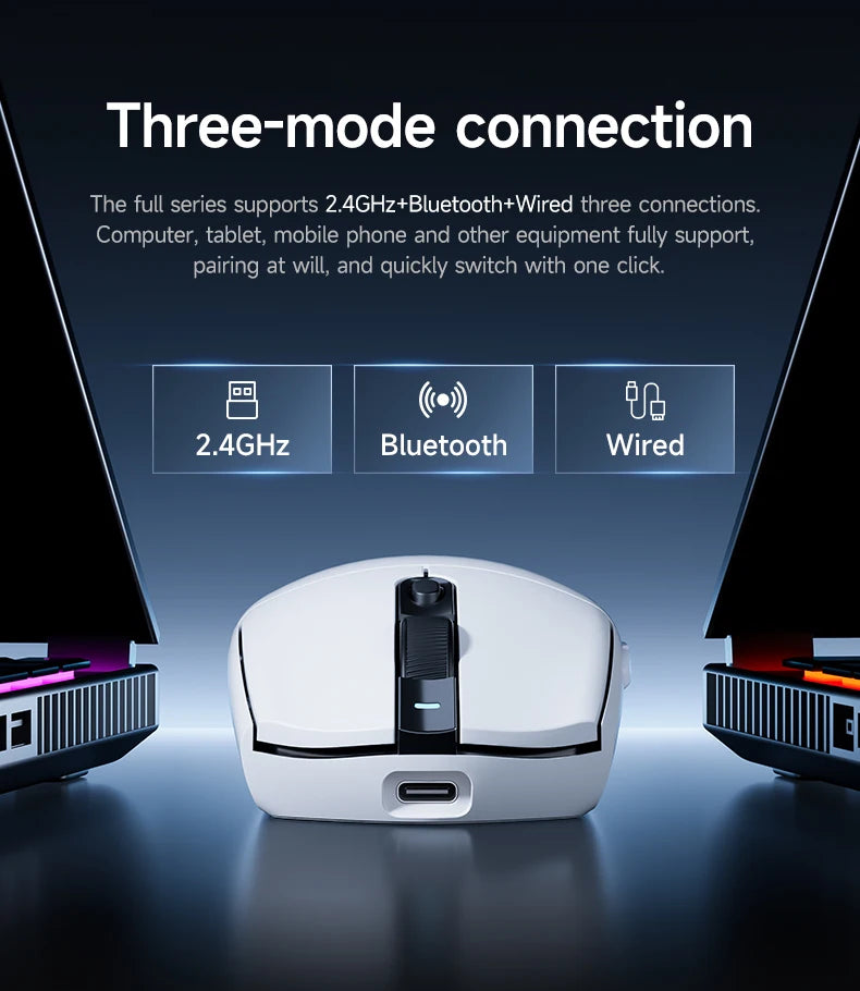 MCHOSE G3 Tri-Mode Wireless Gaming Mouse-PAW3311 Sensor,Type-C 2.4G/Bluetooth/Wired,Ultra-Light Ergonomic for PC/Laptop Gaming