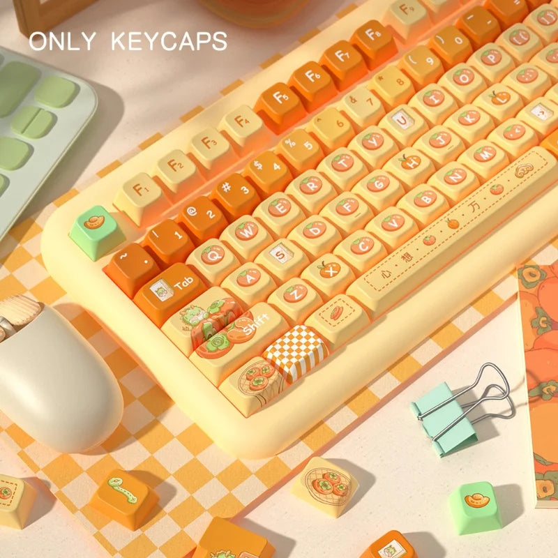 138/158key orange themed keycaps MDA profile Pbt thermal sublimation original cute keycaps mechanical game keyboard key cap gift
