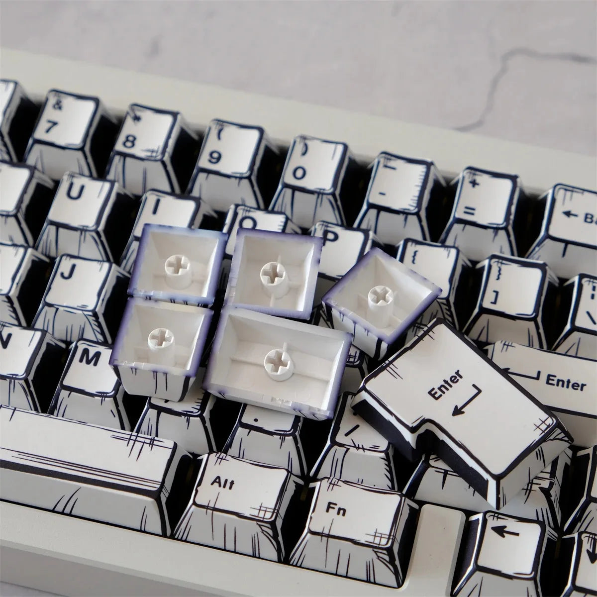 151 Keys Comic Theme Keycap Alice Set PBT Manga Style Keyboard Cap Cherry Profile Gaming KeyCap for Mechanical Keyboard 1.5u Alt