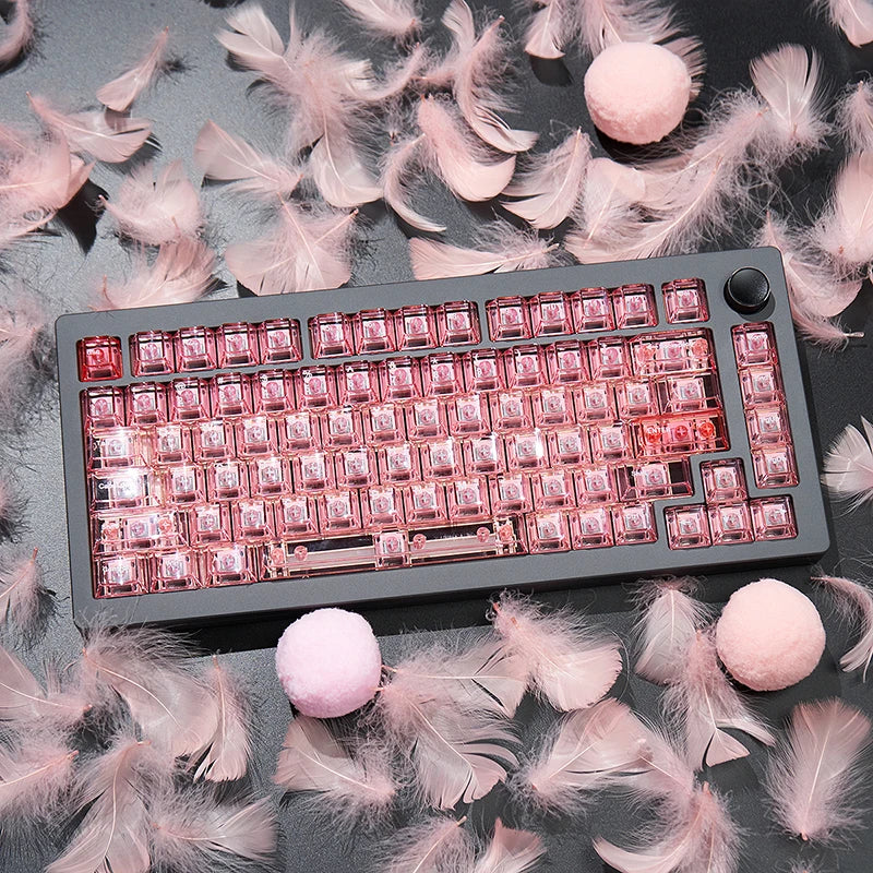 Purple Crystal Clear Keycaps Set 156 keys Cherry Profile Transparent Keycaps UV pad print For Mx Switches Mechanical Keyboard