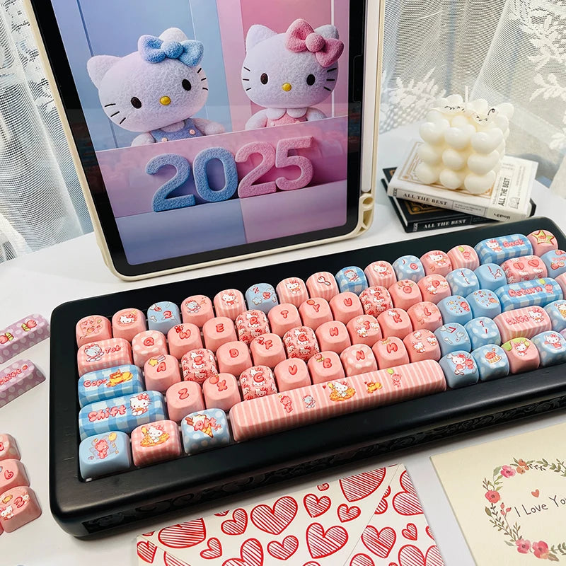 130+ Keys MOA Profile KT Cat PBT Keycaps Customs 5 Side Dye Sub Key caps for Cherry Gateron MX Switches Mechanical Keyboards