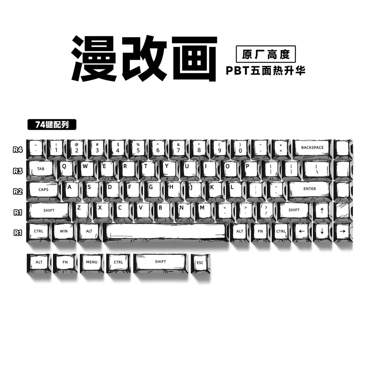 151 Keys Comic Theme Keycap Alice Set PBT Manga Style Keyboard Cap Cherry Profile Gaming KeyCap for Mechanical Keyboard 1.5u Alt