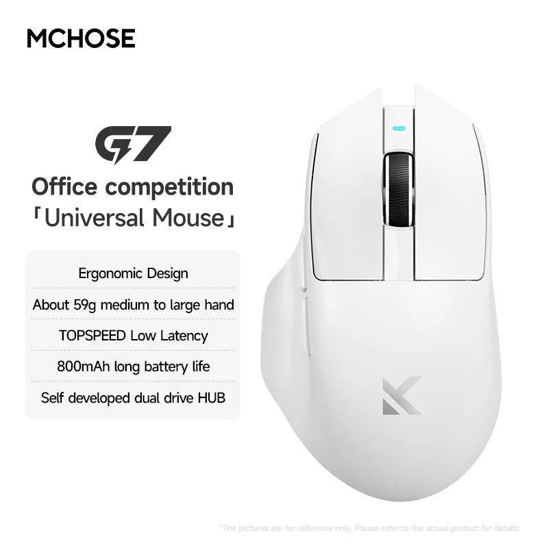 MCHOSE G7 Wireless Mouse.Low-Power Ergonomic Design Lightweight Gaming Mouse with Three Mode Connection High Performance