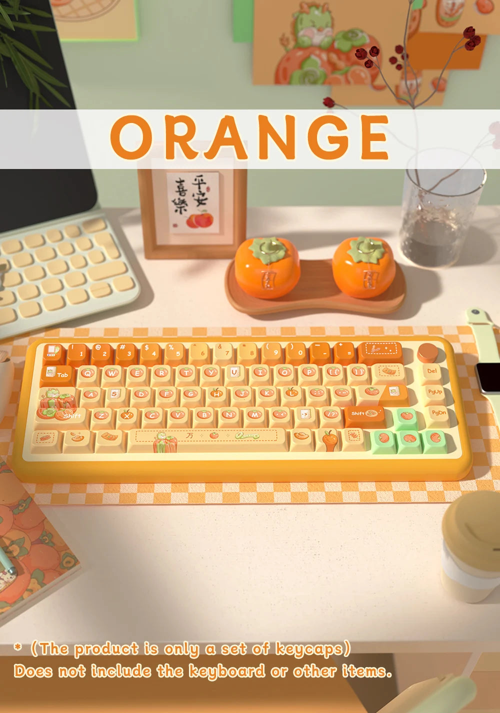 138/158key orange themed keycaps MDA profile Pbt thermal sublimation original cute keycaps mechanical game keyboard key cap gift