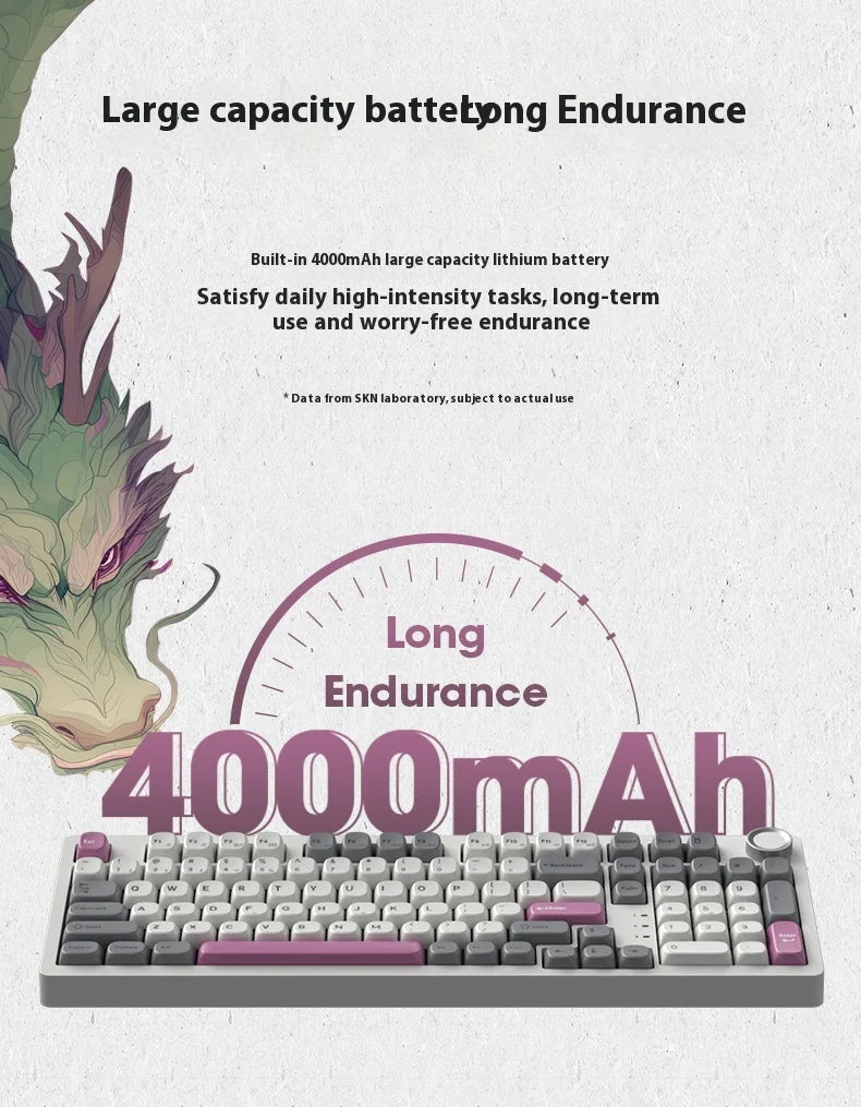 SKN Qinglong Mechanical Keyboard Three-Mode Connection Gasket Structure Hot Plug Low Latency Gaming Keyboard Work Effortlessly