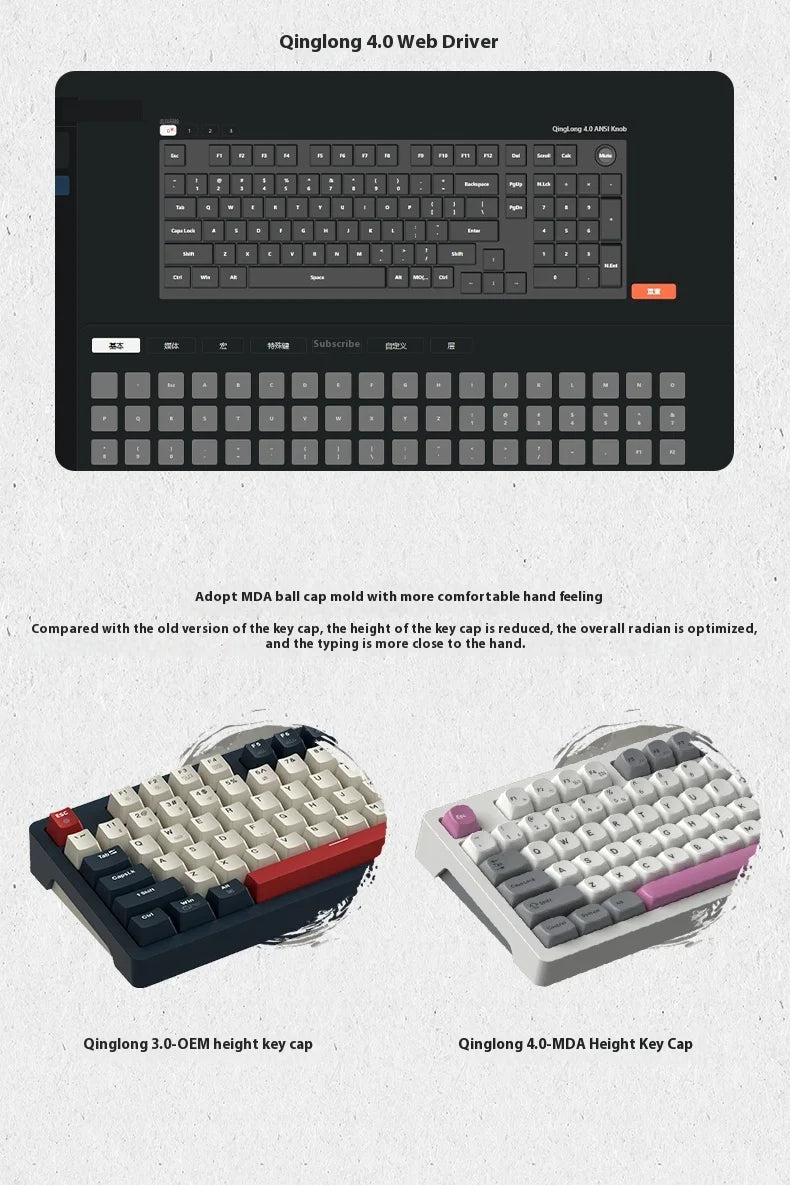 SKN Qinglong Mechanical Keyboard Three-Mode Connection Gasket Structure Hot Plug Low Latency Gaming Keyboard Work Effortlessly