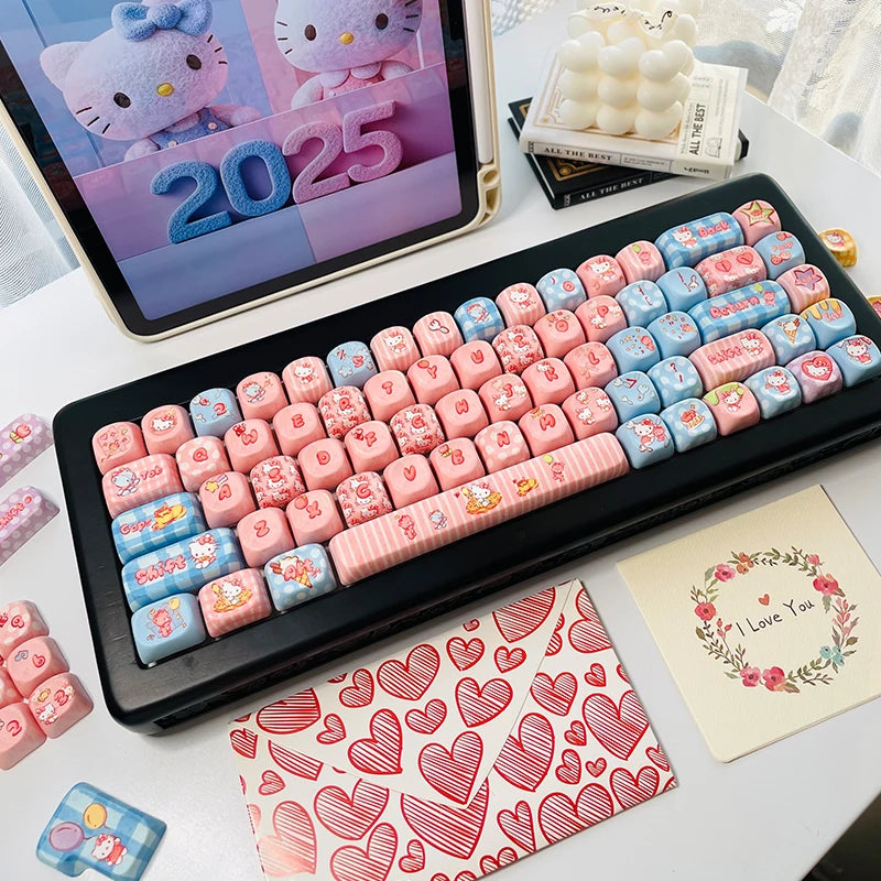 130+ Keys MOA Profile KT Cat PBT Keycaps Customs 5 Side Dye Sub Key caps for Cherry Gateron MX Switches Mechanical Keyboards