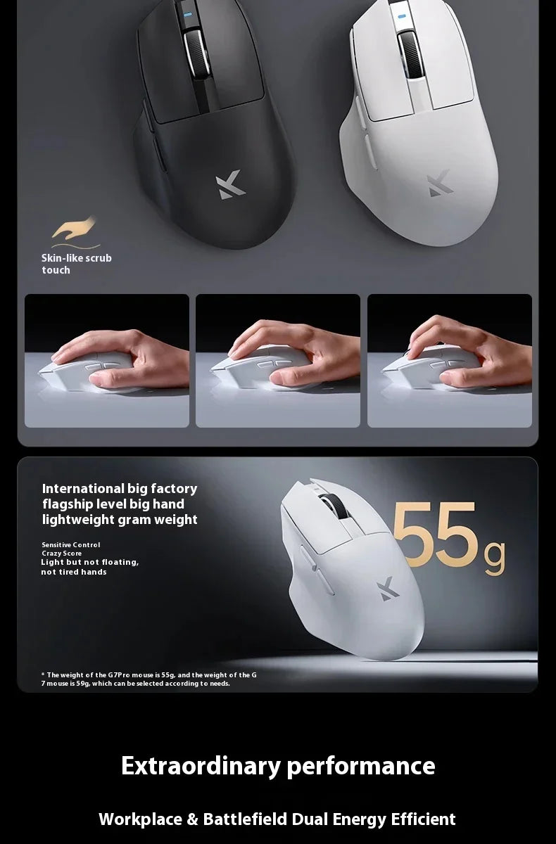 MCHOSE G7 Wireless Mouse.Low-Power Ergonomic Design Lightweight Gaming Mouse with Three Mode Connection High Performance