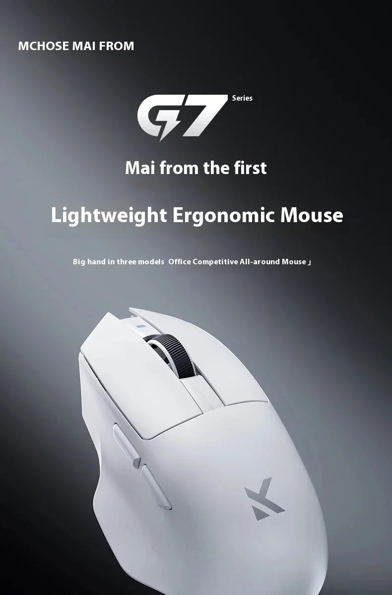 MCHOSE G7 Wireless Mouse.Low-Power Ergonomic Design Lightweight Gaming Mouse with Three Mode Connection High Performance