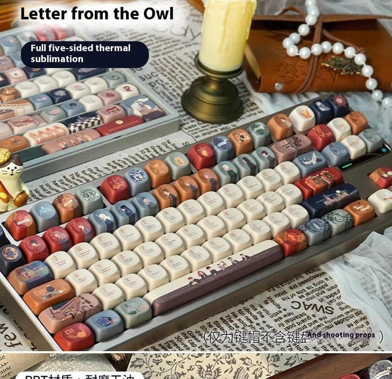 The Owl'S Letter Keycap 140keys Moa Cute Cartoon Sublimation Personalized Diy Customized Keycaps 6u For Mechanical Keyboard