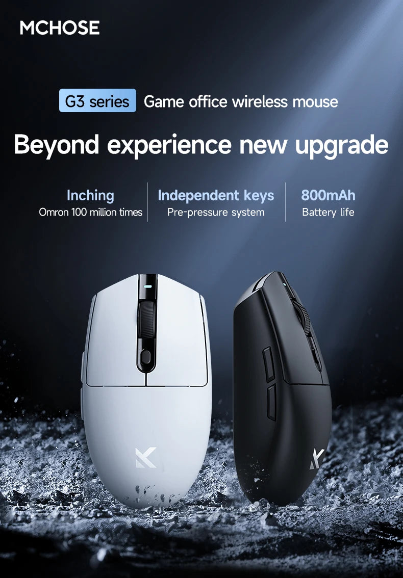 MCHOSE G3 Tri-Mode Wireless Gaming Mouse-PAW3311 Sensor,Type-C 2.4G/Bluetooth/Wired,Ultra-Light Ergonomic for PC/Laptop Gaming