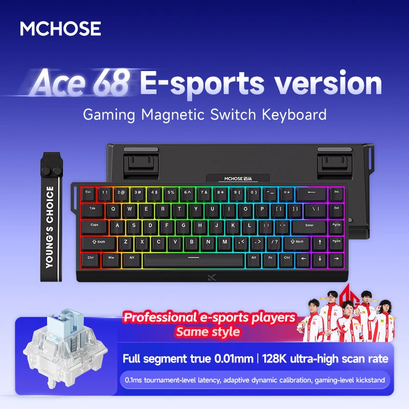 MCHOSE ACE68 Magnetic Keyboard Wired Mechanical ACE60 Pro for Gaming 0.01mm RapidTrigg 8000Hz SOCD/Rs 0.125ms 128K Sampling Rate
