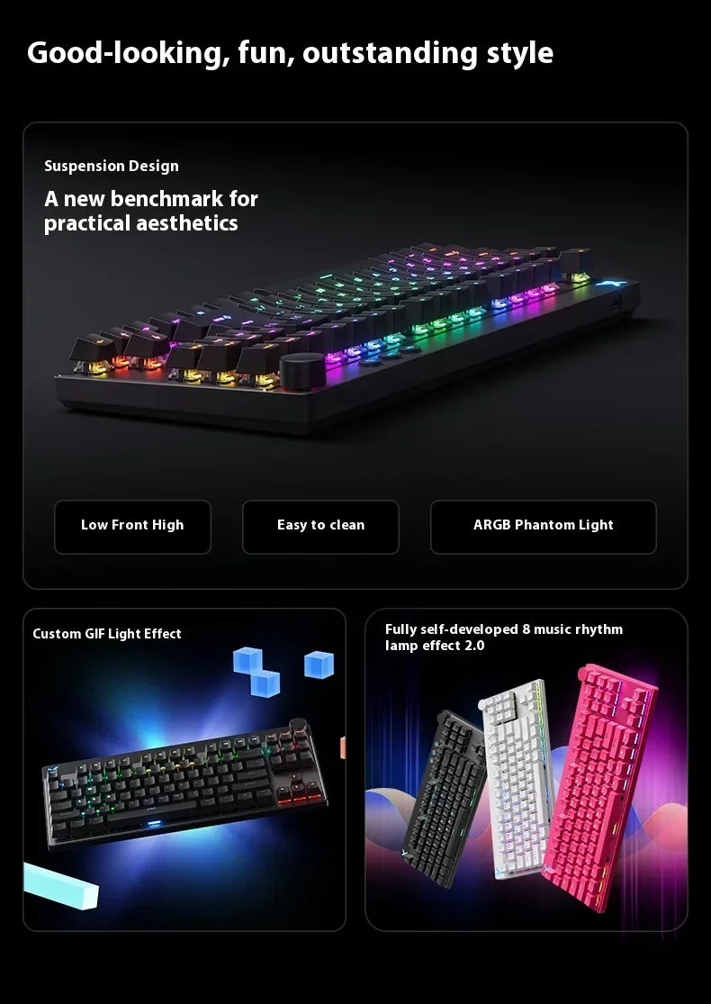 MCHOSE MIX87 Magnetic Switch Gaming Keyboards 8K 0.001mmRT RGB Light Custom Wired Mechanical Keyboard PC E-Sports Accessory Gift
