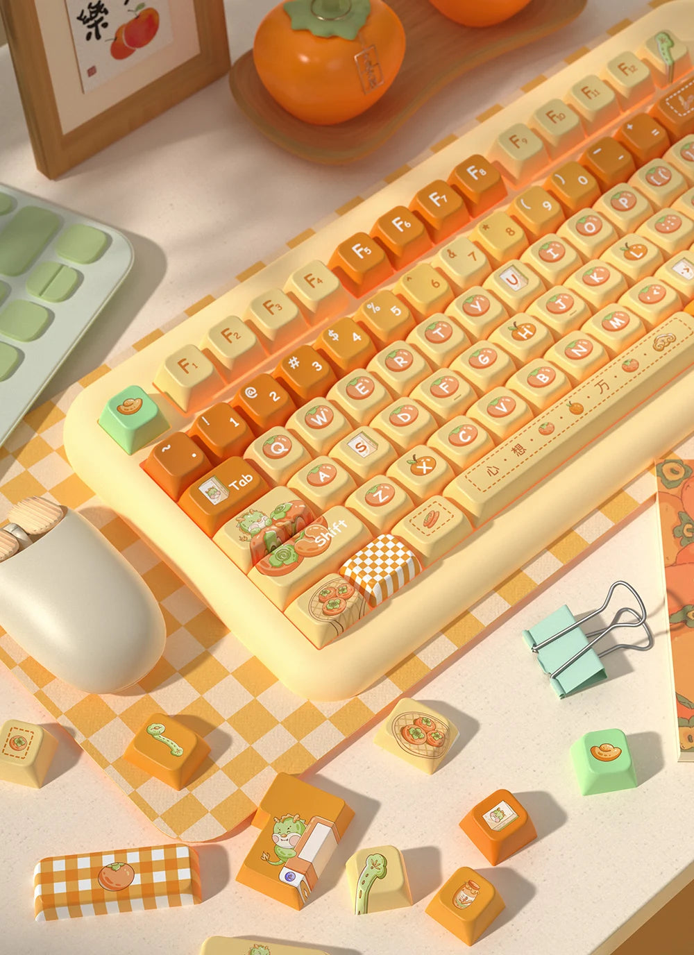 138/158key orange themed keycaps MDA profile Pbt thermal sublimation original cute keycaps mechanical game keyboard key cap gift