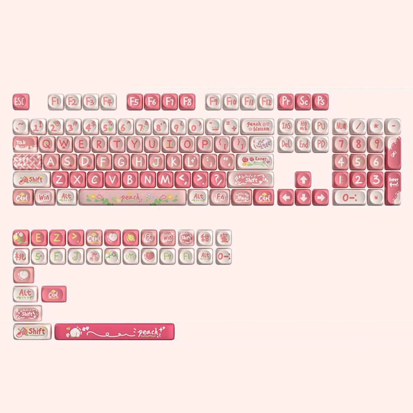 130+ Keys MOA Profile KT Cat PBT Keycaps Customs 5 Side Dye Sub Key caps for Cherry Gateron MX Switches Mechanical Keyboards