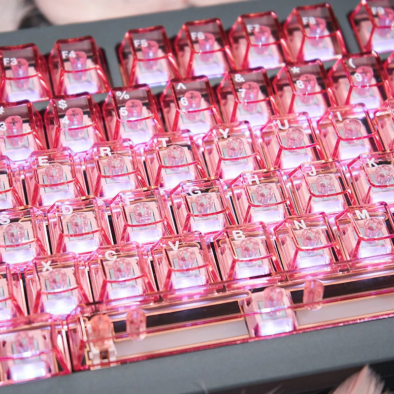 Purple Crystal Clear Keycaps Set 156 keys Cherry Profile Transparent Keycaps UV pad print For Mx Switches Mechanical Keyboard