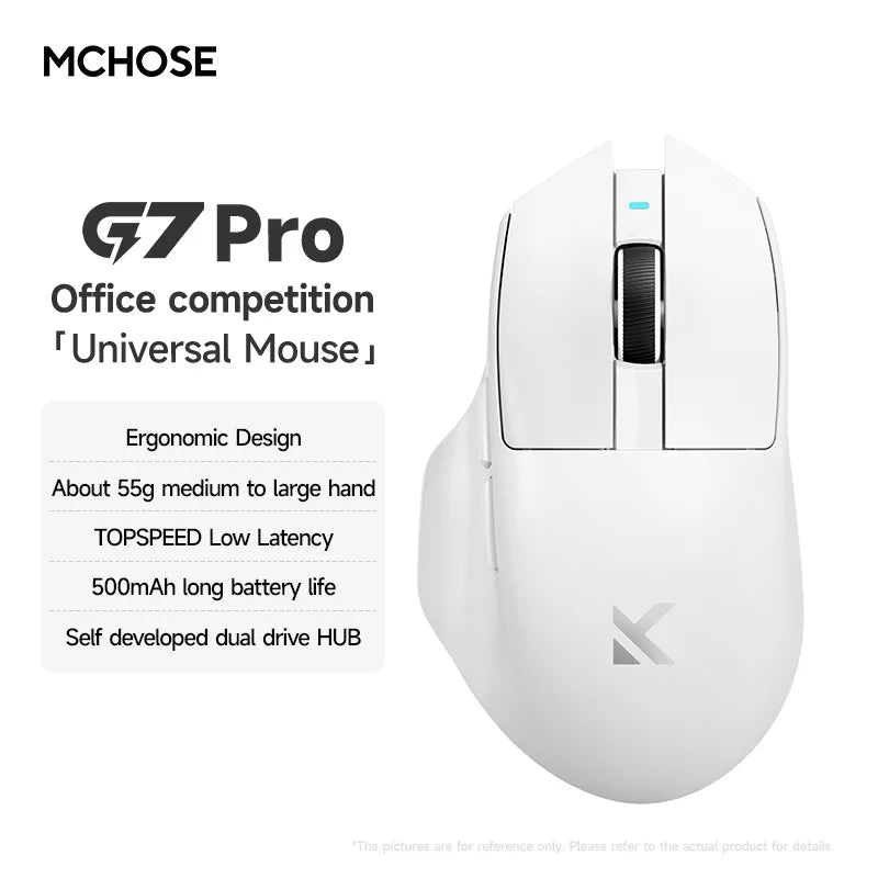 MCHOSE G7 Wireless Mouse.Low-Power Ergonomic Design Lightweight Gaming Mouse with Three Mode Connection High Performance