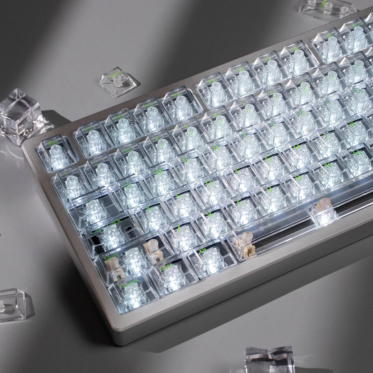 Purple Crystal Clear Keycaps Set 156 keys Cherry Profile Transparent Keycaps UV pad print For Mx Switches Mechanical Keyboard