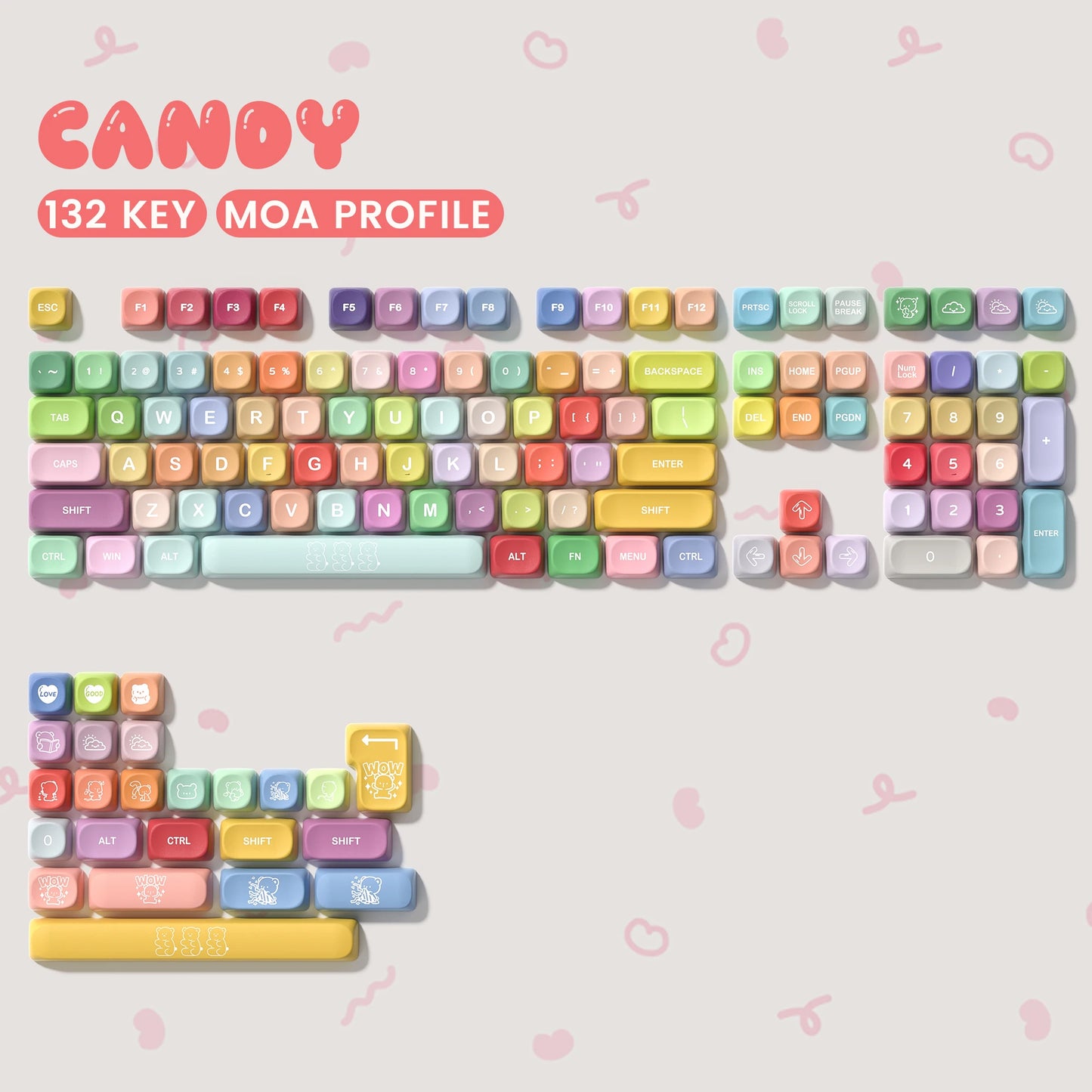 130+ Keys MOA Profile KT Cat PBT Keycaps Customs 5 Side Dye Sub Key caps for Cherry Gateron MX Switches Mechanical Keyboards