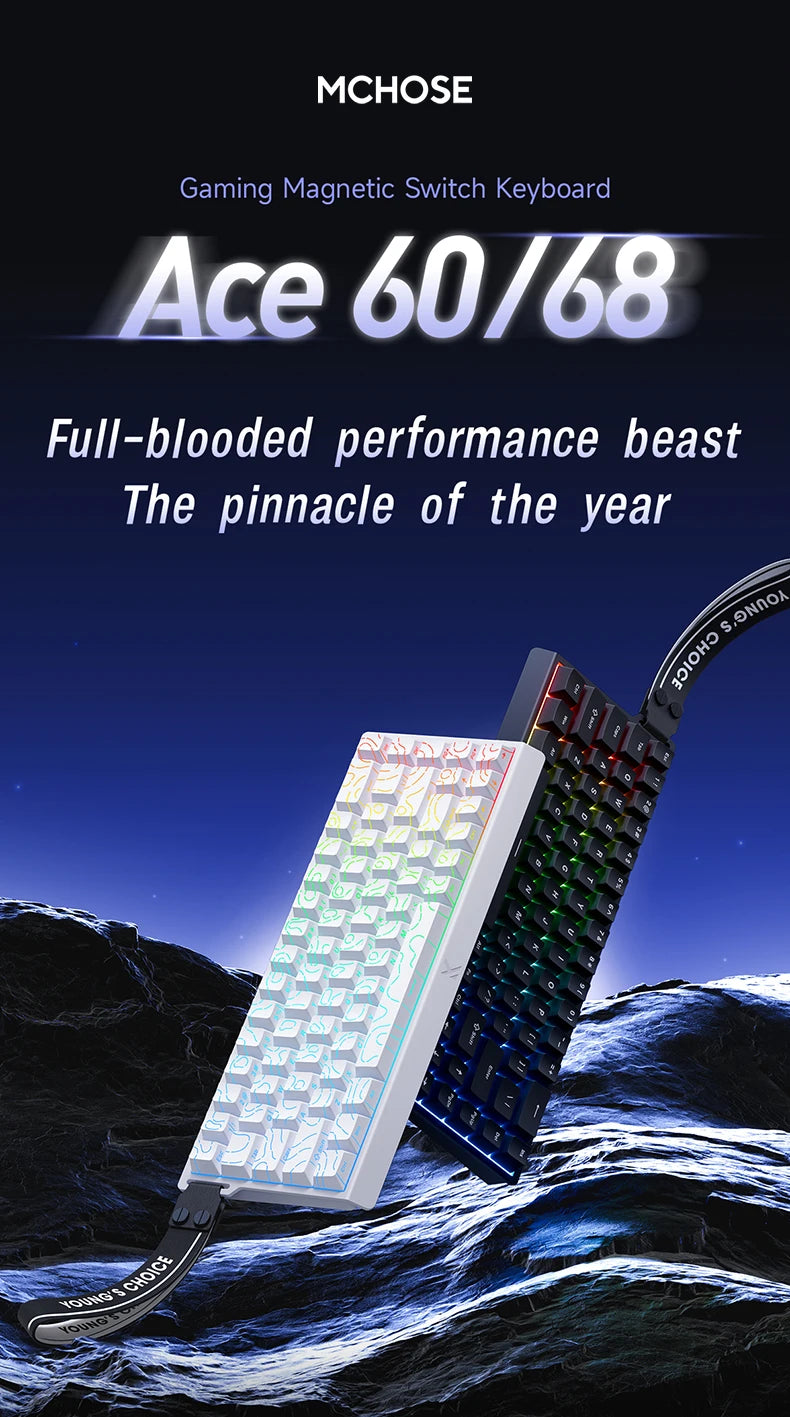 MCHOSE ACE68 Magnetic Keyboard Wired Mechanical ACE60 Pro for Gaming 0.01mm RapidTrigg 8000Hz SOCD/Rs 0.125ms 128K Sampling Rate