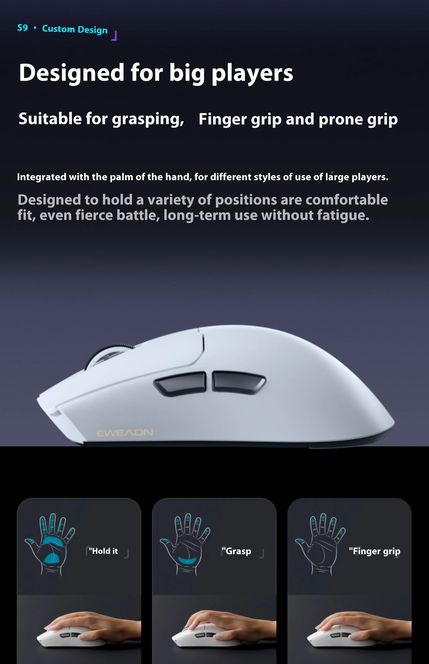 EWEADN S9 Pro/S9 Ultra Wireless Dual-model PAW3395/PAW3950 Lightweight Ergonomics Pc Accessories 8K E-sports Gamer Mouse Gift