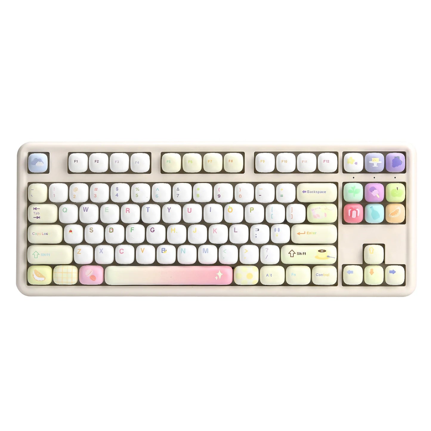 YUNZII Yellow Doodle MOG Dye Sub PBT Keycaps, 138 Keys Custom Cute MOG Profile Keycap Set for Mechanical Gaming Keyboards