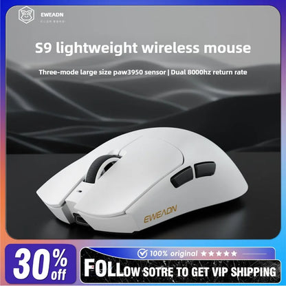 EWEADN S9 Pro/S9 Ultra Wireless Dual-model PAW3395/PAW3950 Lightweight Ergonomics Pc Accessories 8K E-sports Gamer Mouse Gift