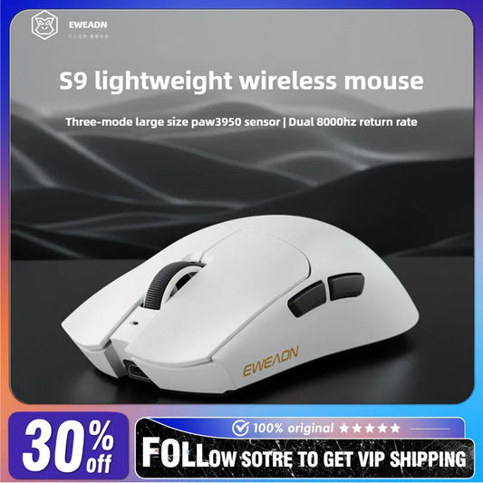 EWEADN S9 Pro/S9 Ultra Wireless Dual-model PAW3395/PAW3950 Lightweight Ergonomics Pc Accessories 8K E-sports Gamer Mouse Gift