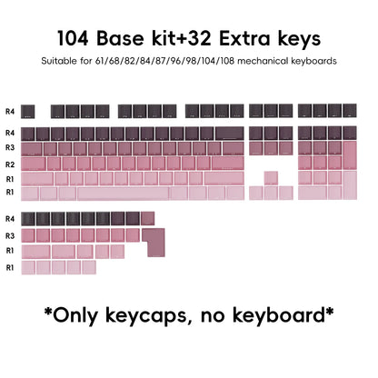 NPKC Gradient OEM PBT Keycaps Doubleshot Mechanical Keyboard Keycaps Custom Keycap Key Caps Side Printed Legends 136Keys Backlit
