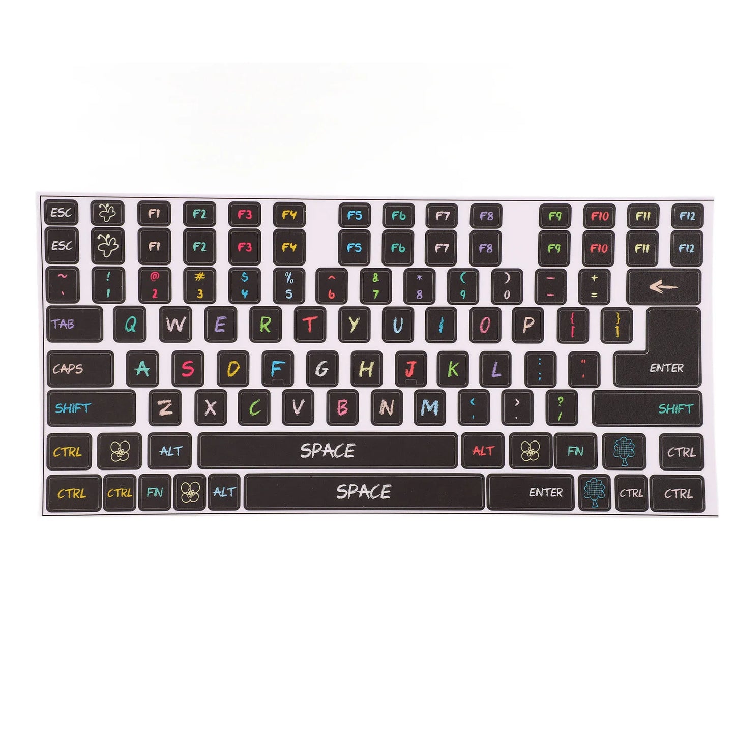 2 Pcs Keyboard Stickers PVC Decorative General Desktop Computer Keycaps Stickers for 84 to 108 Keys Keyboard