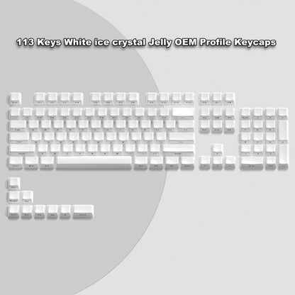 113 Key Jelly Round Side Keycaps Ice Crystal Translucent Pink OEM Profile Key cap for Cherry MX 61 68 104 Mechanical Keyboard